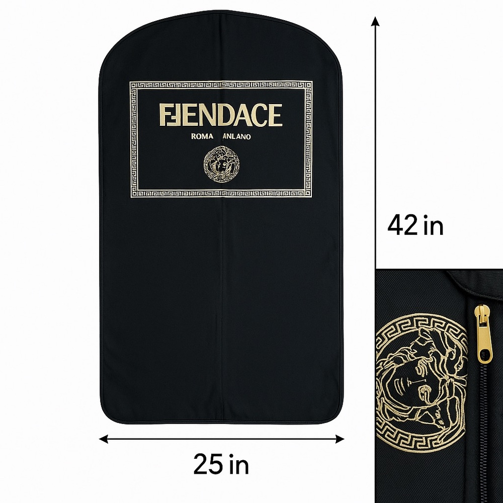 Fendace Fendi x Versace Black Garment Bag Gold Logo 42x25” Rare Collab